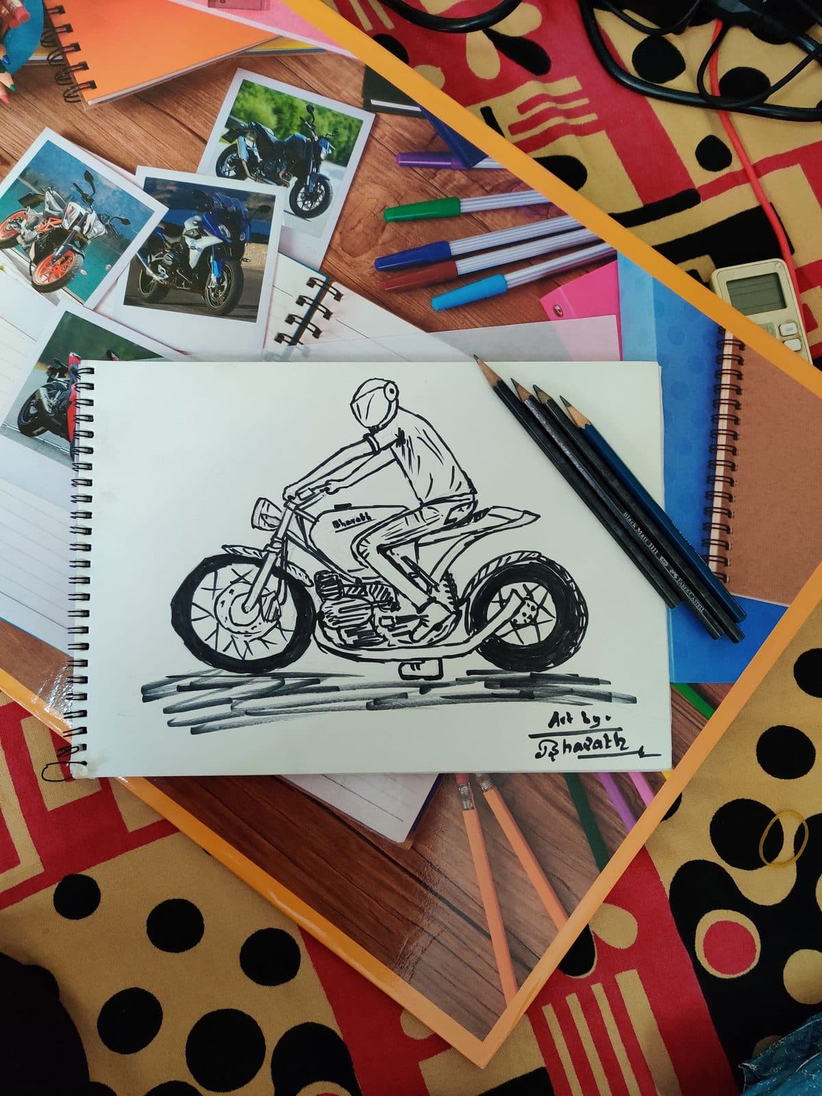 Ink sketch of a motorcycle